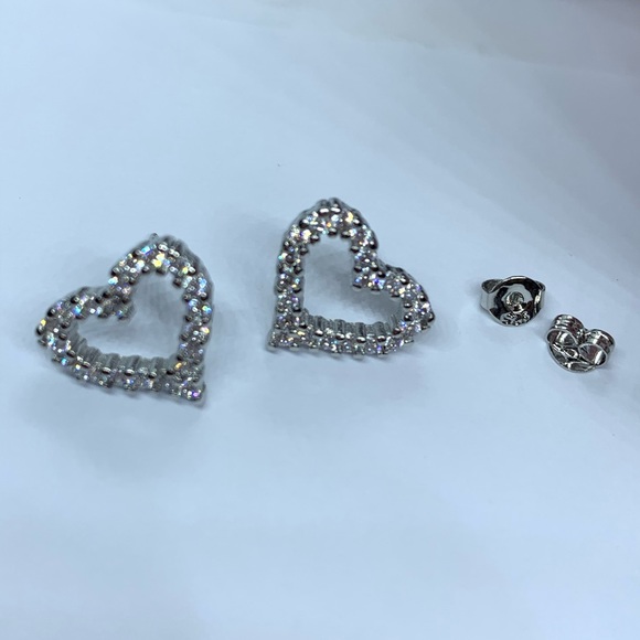 Sterling Silver Heart ❤️ Earrings - Picture 2 of 4